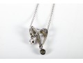 14k White Gold Diamond And White Sapphire Abstract Heart Pendant Necklace