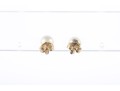 14k Yellow Gold Cultured Pearl And White Sapphire Stud Earrings