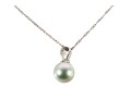 Dainty 14k White Gold Gray Cultured Pearl Pendant Necklace
