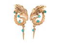 18k Yellow Gold Foliate Etched Earrings