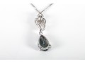 10k White Gold Mystic Topaz And Moissanite Pendant On A Sterling Chain