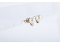 14k Yellow Gold Cultured Pearl And White Sapphire Stud Earrings
