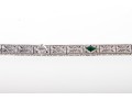 14k White Gold Vintage Filigree Bracelet With Diamonds And Synthetic Emeralds
