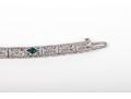 14k White Gold Vintage Filigree Bracelet With Diamonds And Synthetic Emeralds