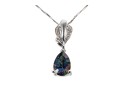 10k White Gold Mystic Topaz And Moissanite Pendant On A Sterling Chain