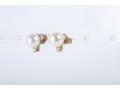 14k Yellow Gold Cultured Pearl And White Sapphire Stud Earrings