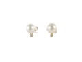 14k Yellow Gold Cultured Pearl And White Sapphire Stud Earrings