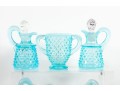 Blue Hobnail Depression Glass Perfume Decanters And Vases
