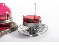 Cranberry Glass Cruets And Salt Cellar