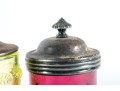 Uranium, Cranberry, And Amber Glass Pickle Castors