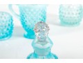 Blue Hobnail Depression Glass Perfume Decanters And Vases