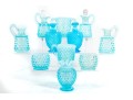 Blue Hobnail Depression Glass Perfume Decanters And Vases