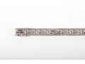 14k White Gold Vintage Filigree Bracelet With Diamonds And Synthetic Emeralds