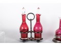 Cranberry Glass Cruets And Salt Cellar