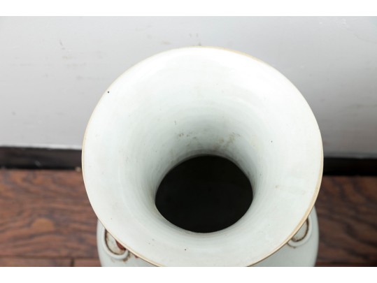 Chinese Famille Rose Ceramic Floor Vases Depicting Festival Scenes
