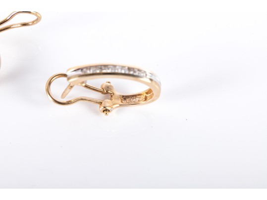 14k Yellow Gold Moissanite J-Curve Hoop Earrings