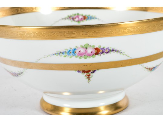 Julius H. Brauer Porcelain Floral And Gilt Centerpiece Bowl