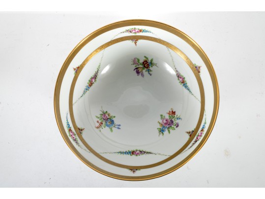 Julius H. Brauer Porcelain Floral And Gilt Centerpiece Bowl