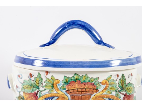 Italian Majolica Ceramic Pasta Canister
