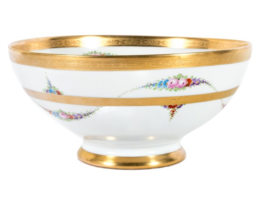 Julius H. Brauer Porcelain Floral And Gilt Centerpiece Bowl