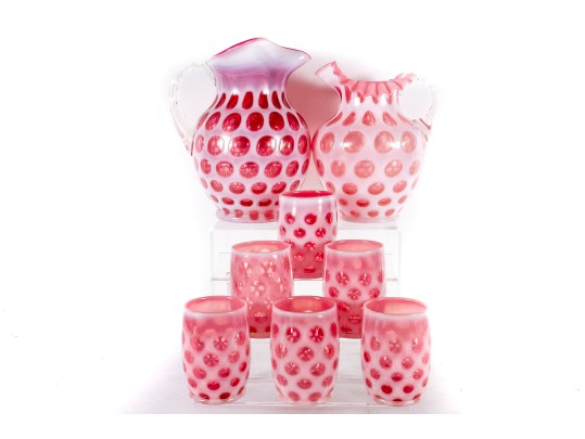 Milky Pink Coin Depression Glassware