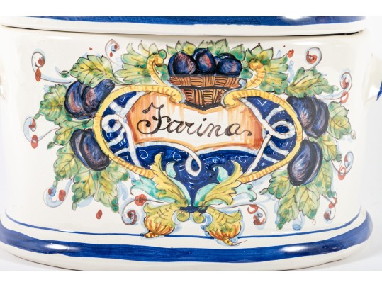 Italian Majolica Ceramic Flour Canister