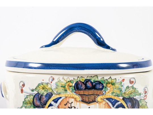 Italian Majolica Ceramic Flour Canister