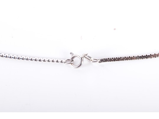 14k White Gold Art Deco Moissanite Pendant Necklace