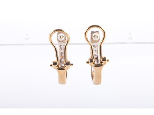 14k Yellow Gold Moissanite J-Curve Hoop Earrings