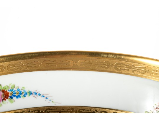 Julius H. Brauer Porcelain Floral And Gilt Centerpiece Bowl