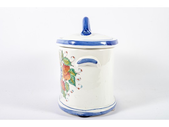 Italian Majolica Ceramic Pasta Canister