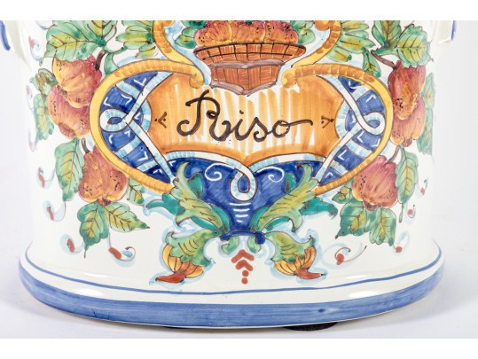 Italian Majolica Ceramic Pasta Canister