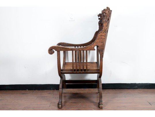 Antique Carved Oak Renaissance Styled Chair