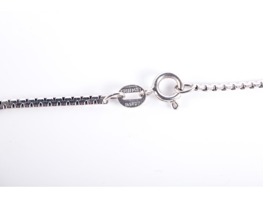 14k White Gold Art Deco Moissanite Pendant Necklace