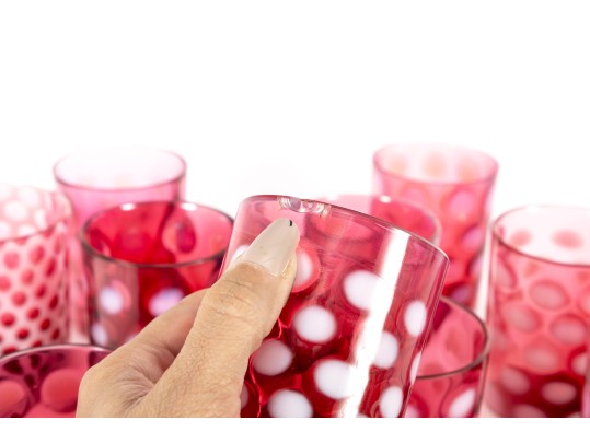 Cranberry Coin Spot Glass Tumblers