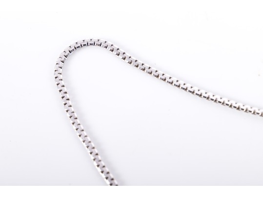 14k White Gold Art Deco Moissanite Pendant Necklace