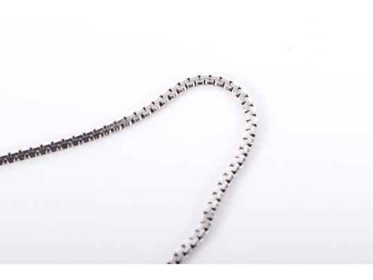 14k White Gold Art Deco Moissanite Pendant Necklace