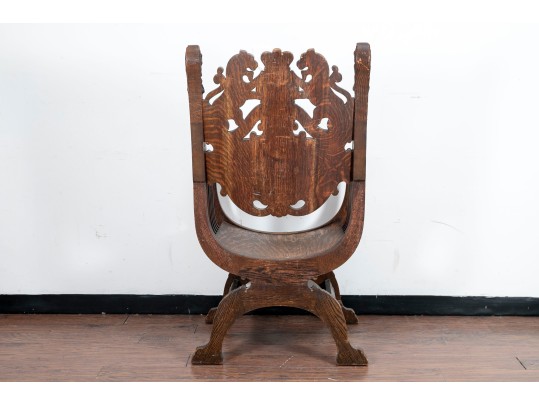 Antique Carved Oak Renaissance Styled Chair