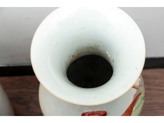 Chinese Famille Rose Ceramic Floor Vases Depicting Festival Scenes