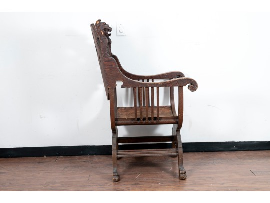 Antique Carved Oak Renaissance Styled Chair