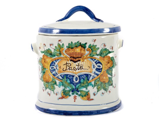 Italian Majolica Ceramic Pasta Canister