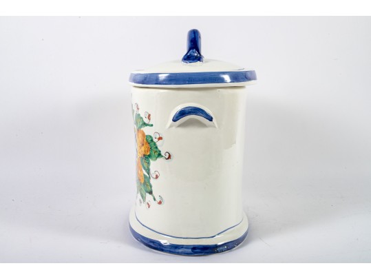 Italian Majolica Ceramic Pasta Canister