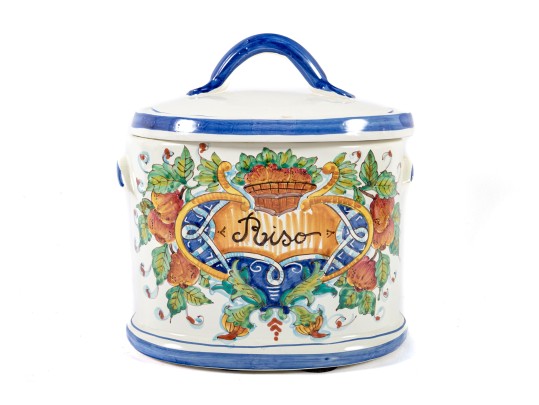 Italian Majolica Ceramic Pasta Canister