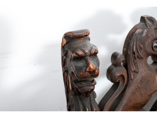 Antique Carved Oak Renaissance Styled Chair