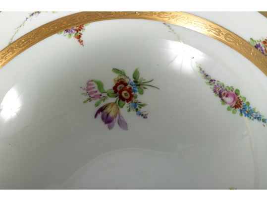 Julius H. Brauer Porcelain Floral And Gilt Centerpiece Bowl