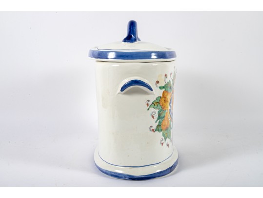 Italian Majolica Ceramic Pasta Canister