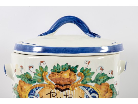 Italian Majolica Ceramic Pasta Canister