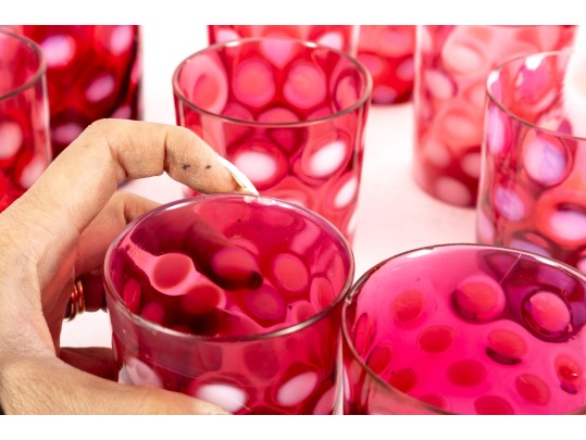 Cranberry Coin Spot Glass Tumblers