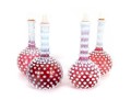 Cranberry White Hobnail Depression Glass Oil And Vinegar Decanters