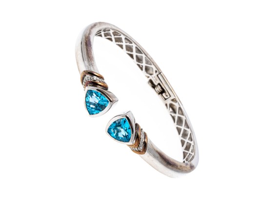 Polished Sterling Topaz Cuff Bracelet